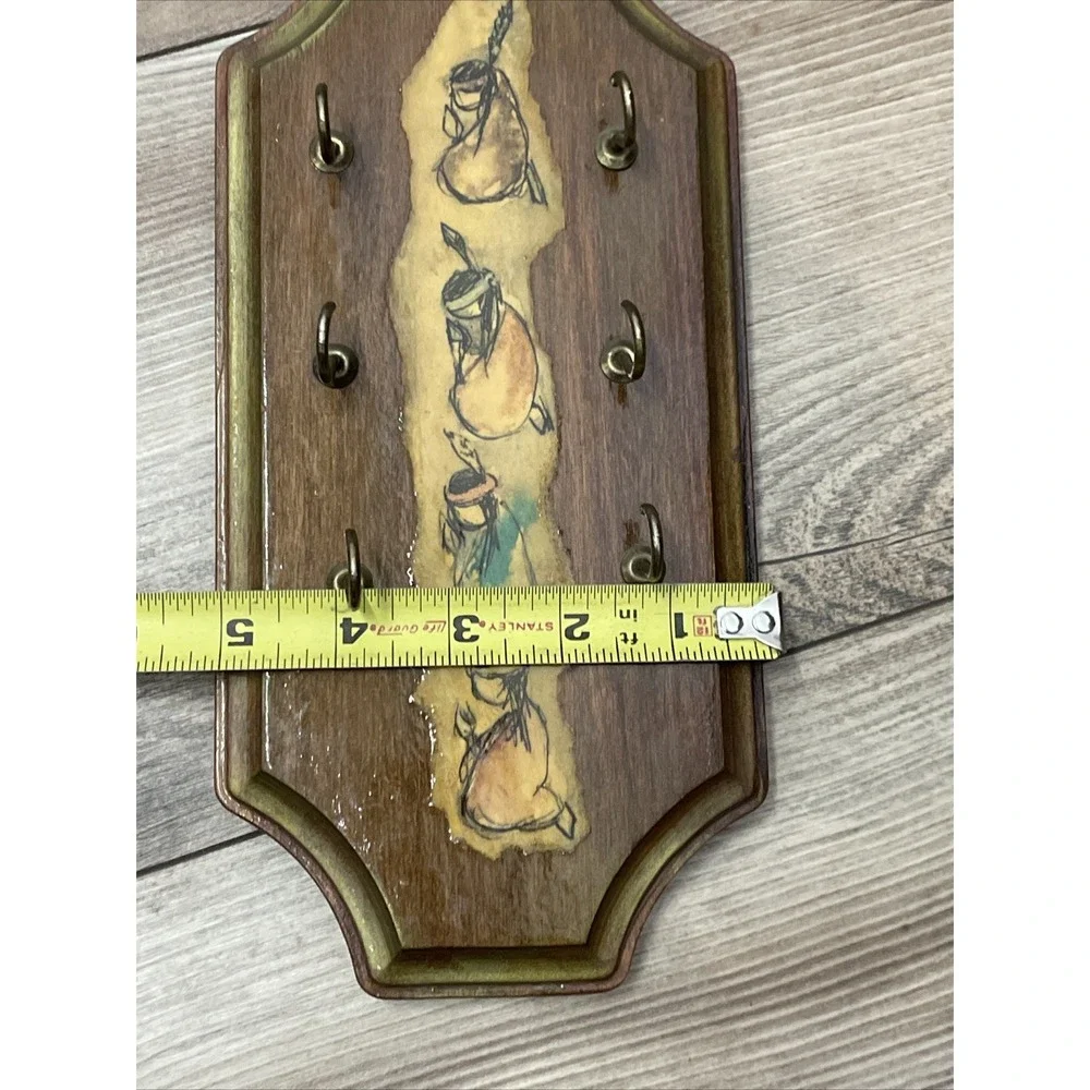 Vintage Wooden Key Hanger Holder 6 Hook Wall Decor--Indian Theme‎